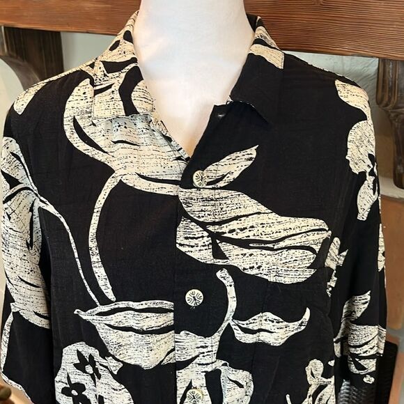 JAMS WORLD Vintage Mens Black/White Tropical Short Sleeve Button Down Shirt, L! - Picture 2 of 9